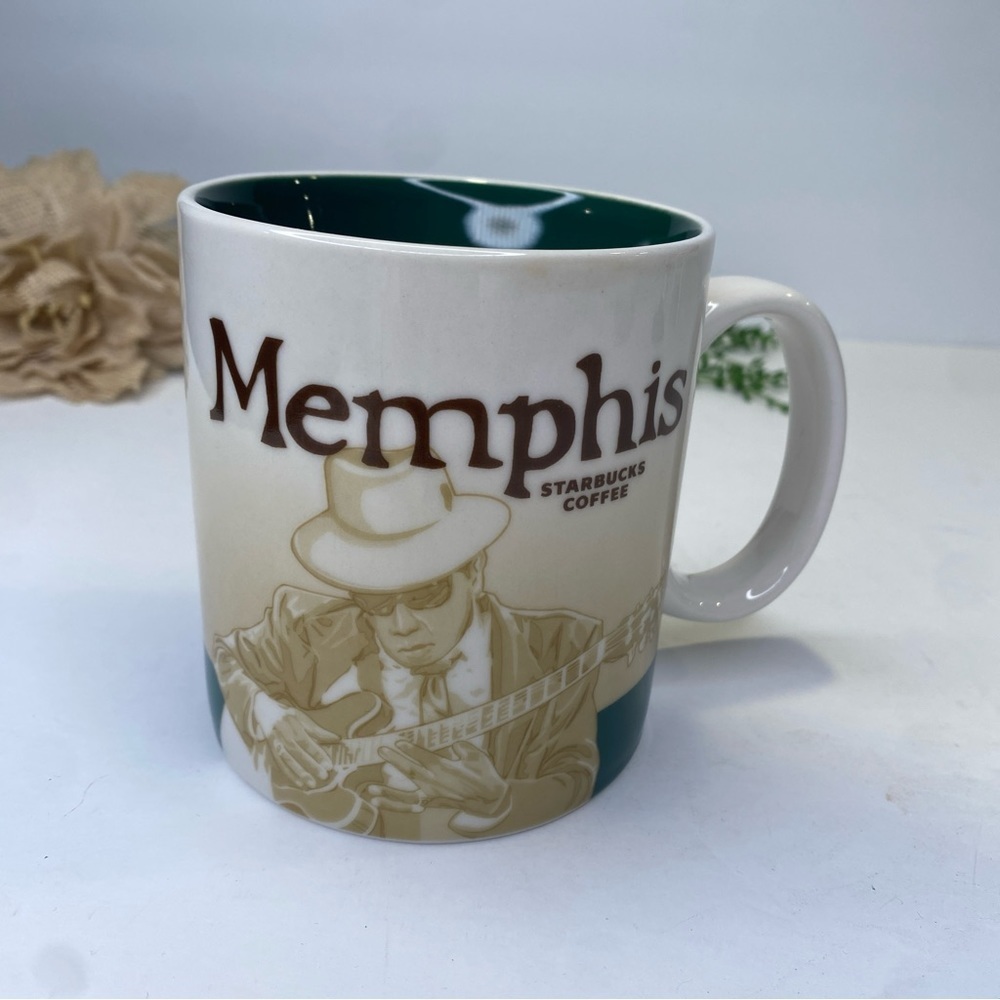 Starbucks Coffee Global Icon Series Mug Memphis 2011 Teal Blue Music Country